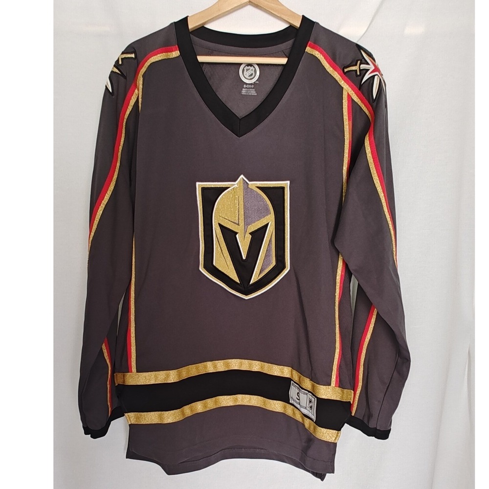 NHL Vegas Golden Knights Hockey Jersey Sweater Grey Gold Red VGK Small
